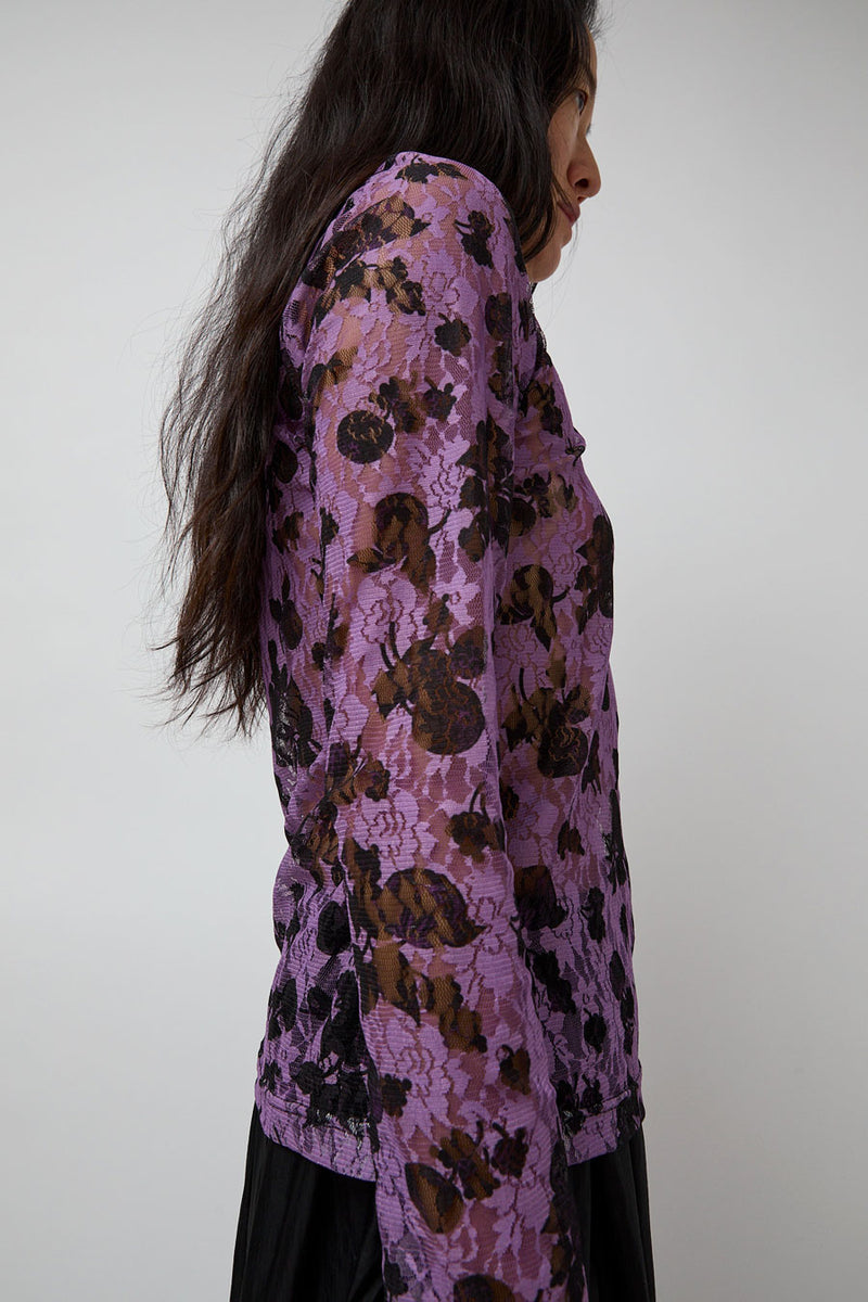 No.6 Rosa Turtleneck in Purple and Black Vineyard Lace