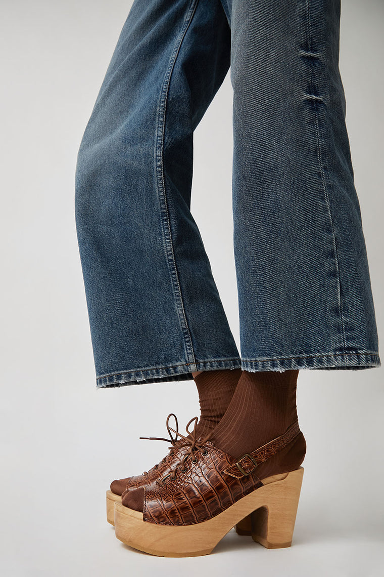 No.6 Simone Clog on Platform in Pecan Croc