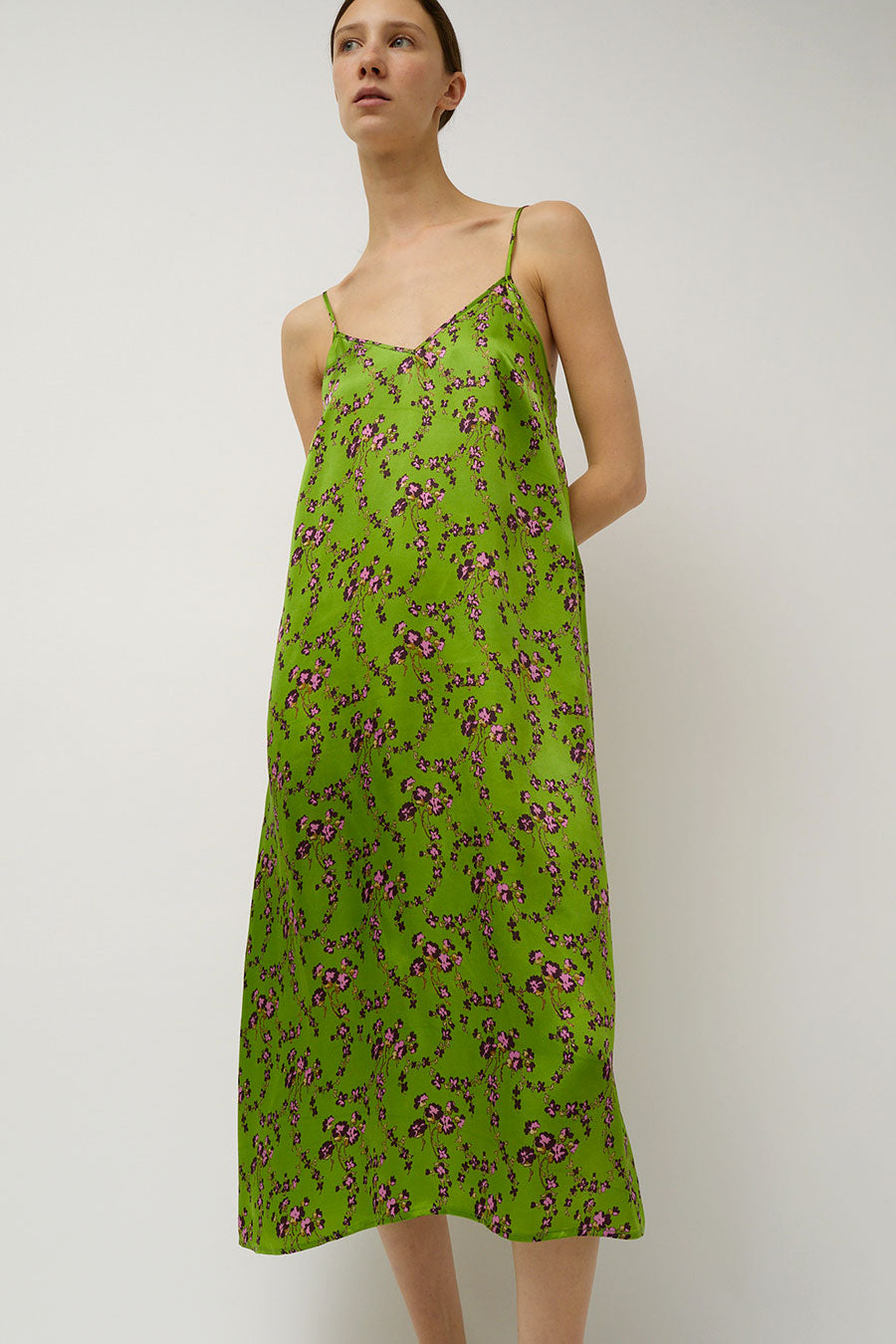 No.6 Sam Slip Dress in Green Trellis