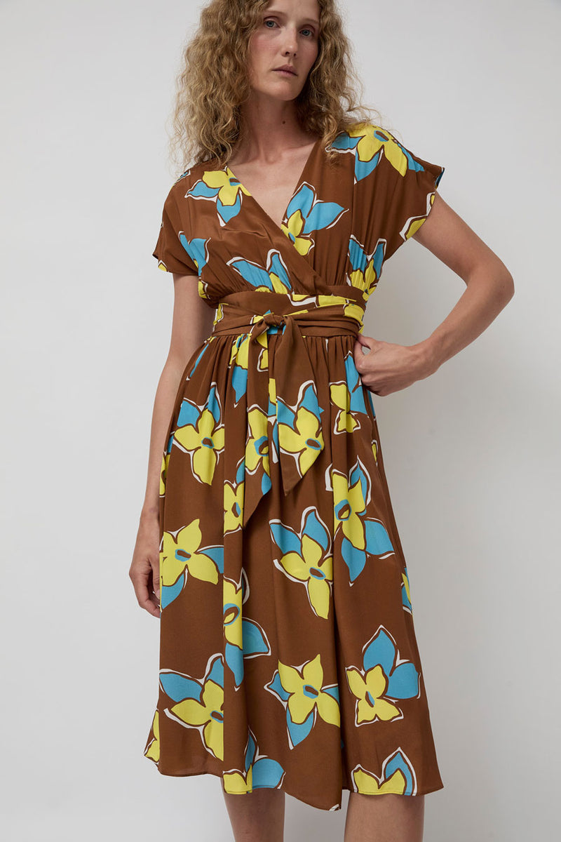 No.6 Scarlett Wrap Dress in Tobacco Stargazer