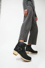 No.6 Shearling Brando Clog Boot on Mid Heel in Ink Aviator