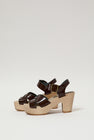 No.6 Shelby Clog on Platform in Chocolate Patent