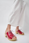 No.6 Simone Clog on Mid Heel in Red Patent