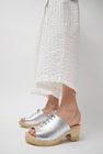 No.6 Simone Clog on Mid Heel in Silver