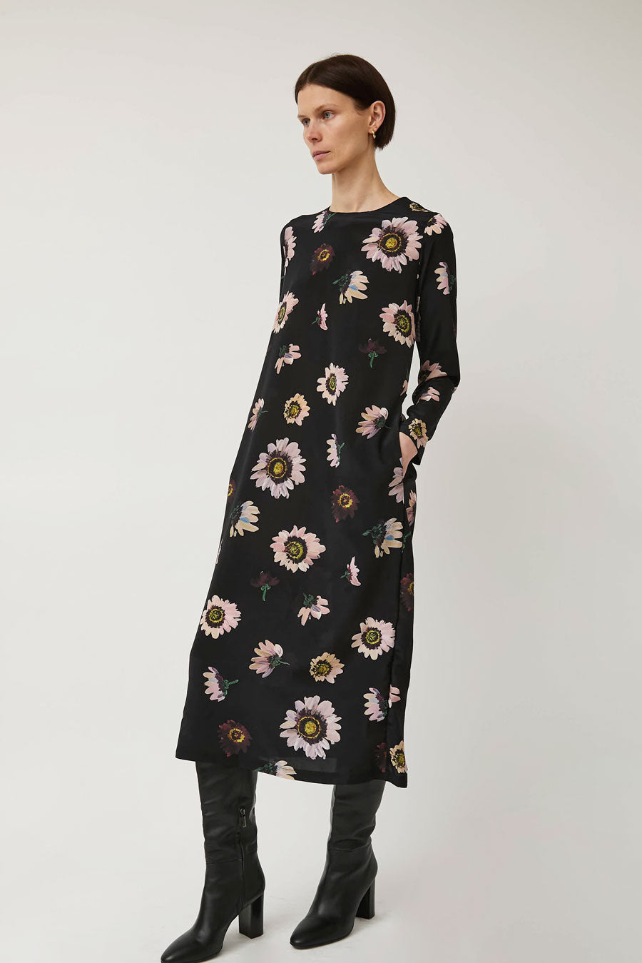 No.6 Simone Dress in Black and Pink Floral