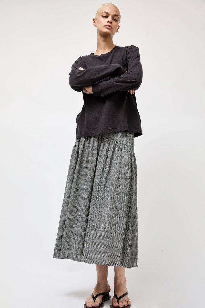 No.6 Sophia Skirt in Black White Puckered Gingham
