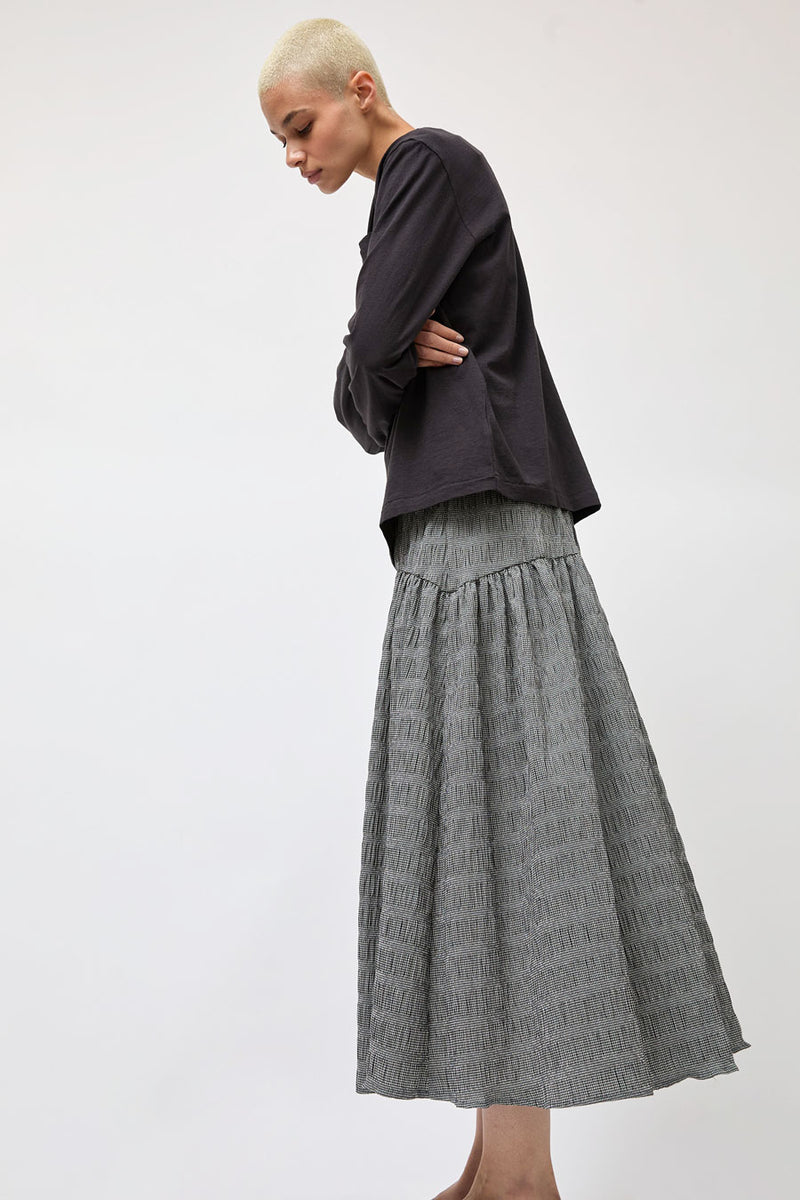 No.6 Sophia Skirt in Black White Puckered Gingham