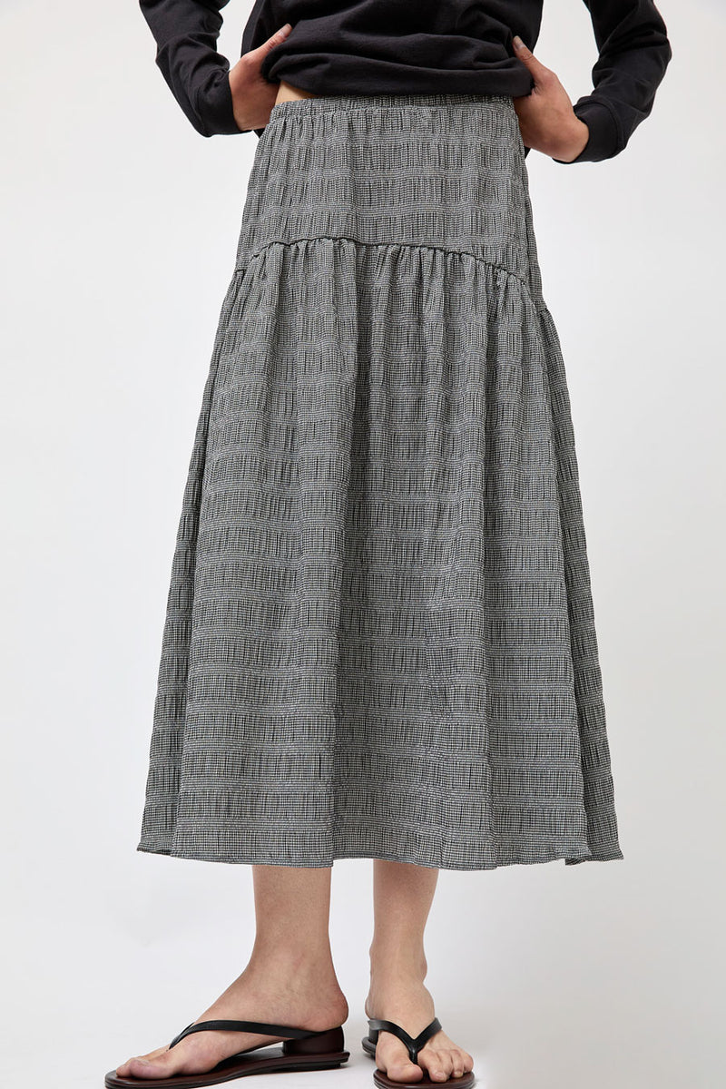 No.6 Sophia Skirt in Black White Puckered Gingham