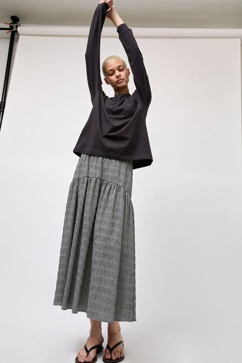 No.6 Sophia Skirt in Black White Puckered Gingham