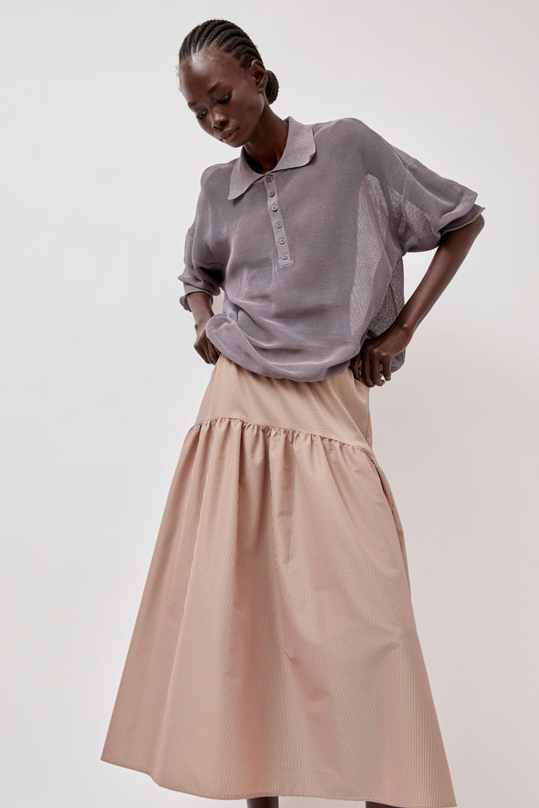 No.6 Sophia Skirt in Tan Stripe