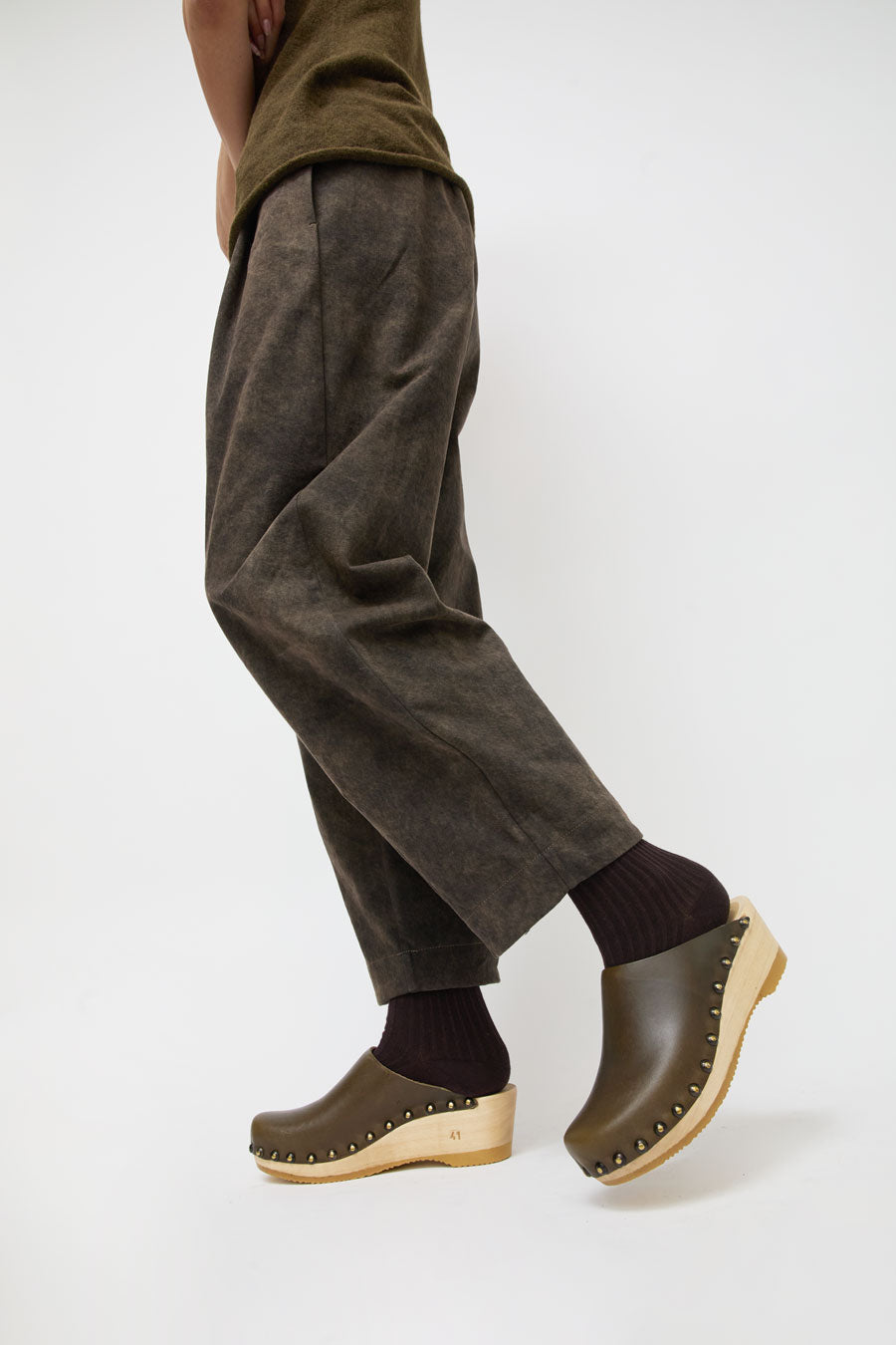 No.6 Sophie Studded Clog on Mid Wedge in Army
