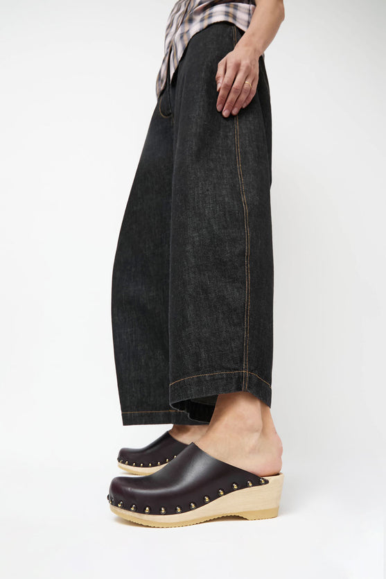 No.6 Sophie Studded Clog on Mid Wedge in Black Cherry
