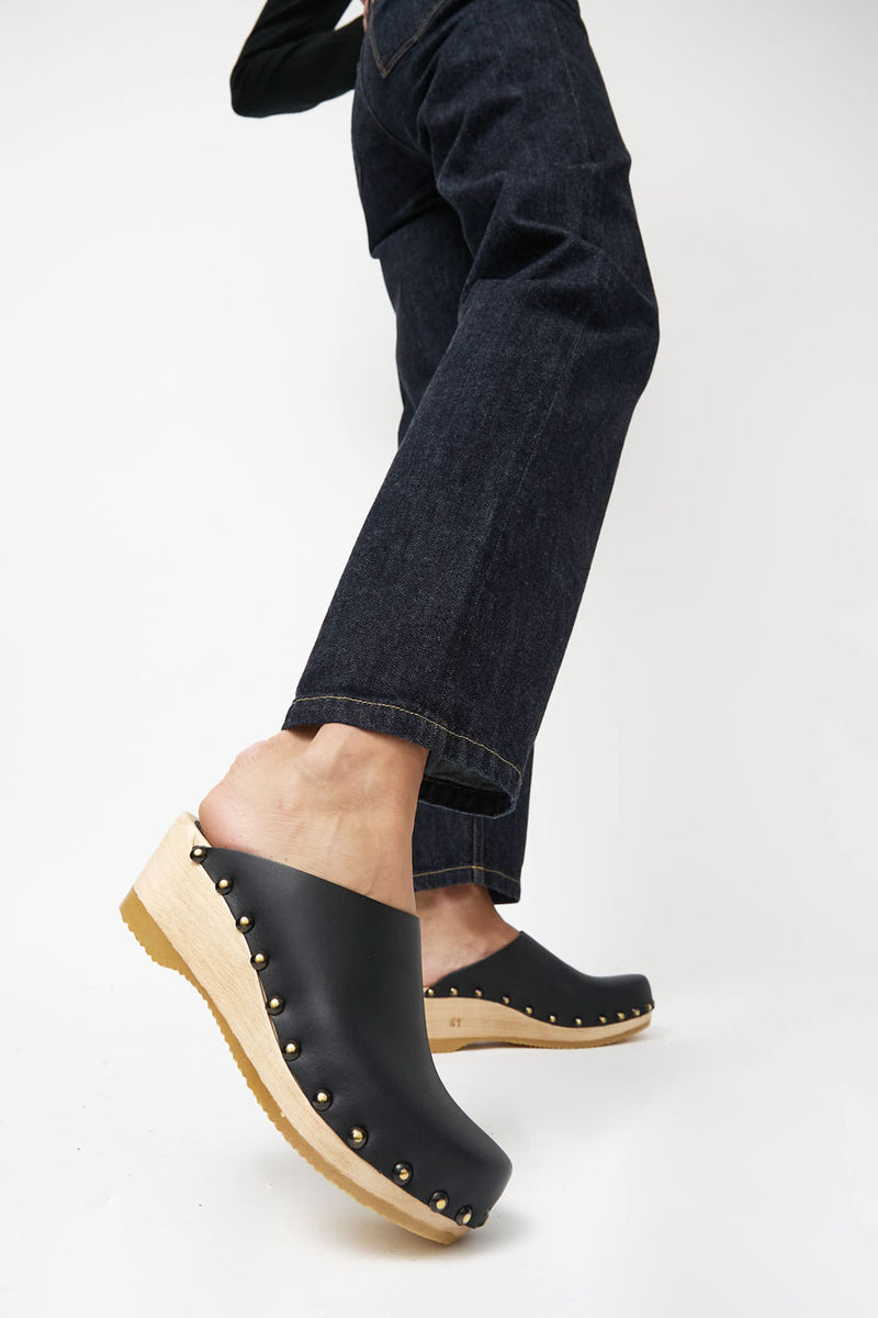 No.6 Sophie Studded Clog on Mid Wedge in Indigo