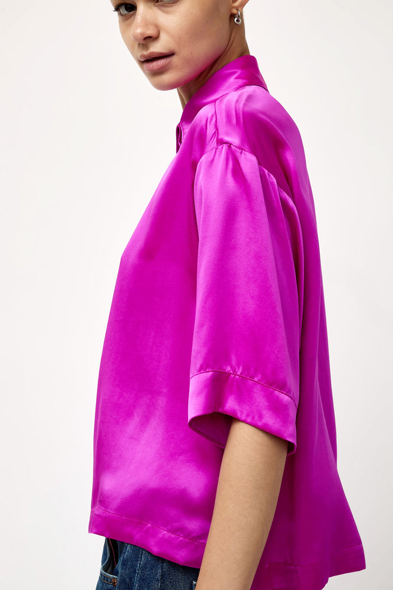 No.6 Stephen Cropped Polo in Magenta