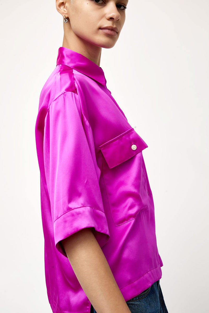 No.6 Stephen Cropped Polo in Magenta