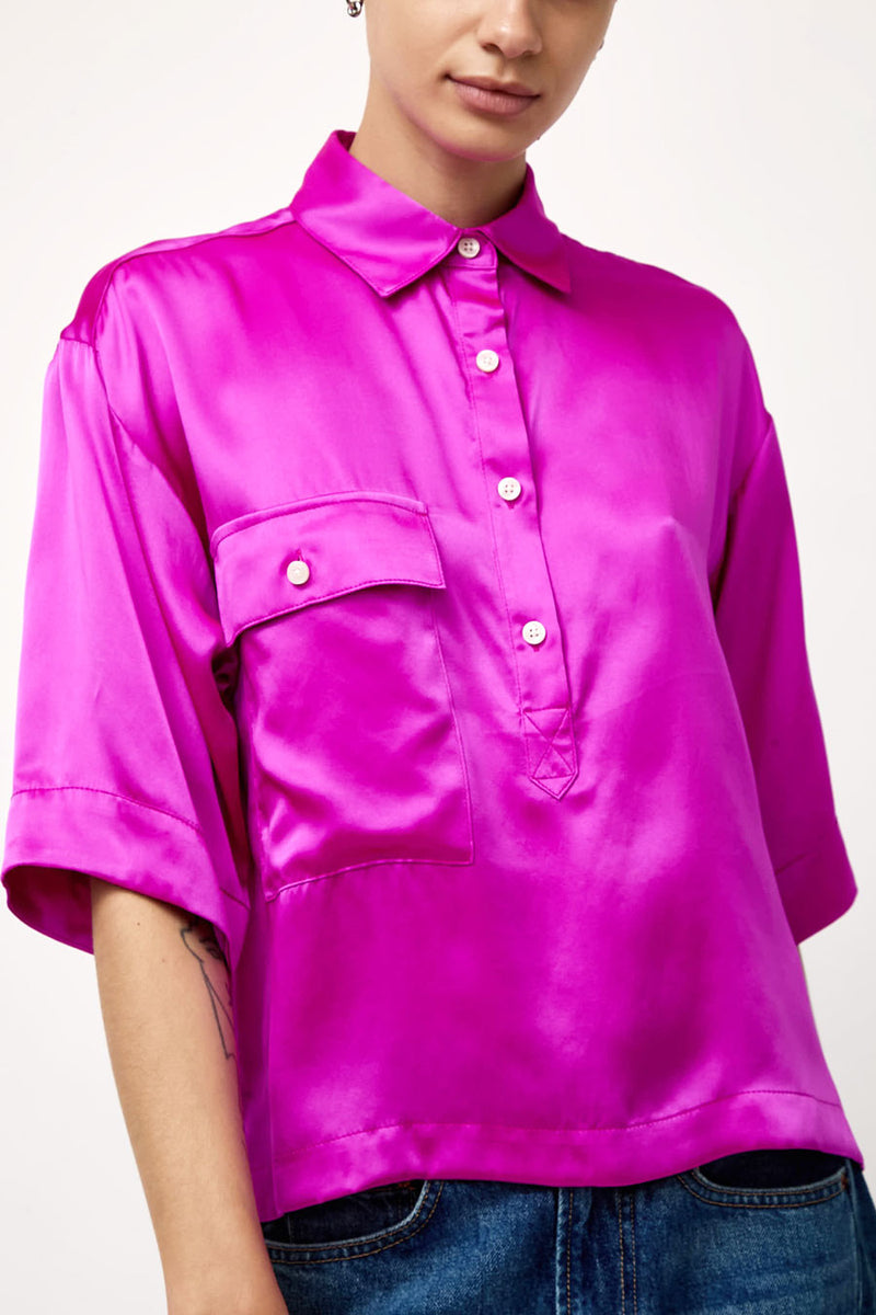 No.6 Stephen Cropped Polo in Magenta