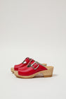 No.6 T Strap Clog on Mid Heel in Red