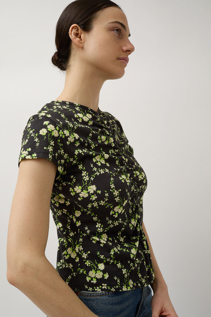 No.6 Tara Top in Black and Lime Trellis