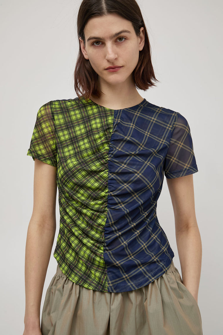 No.6 Tara Top in Navy Plaid Combo