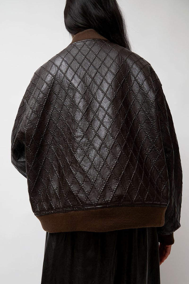 No.6 Theo Bomber in Brown Diamond