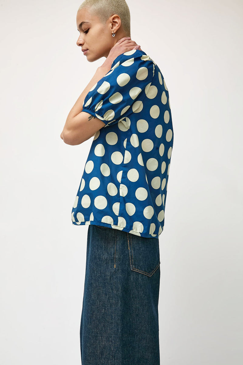 No.6 Vivian Top in Large Royal and White Dot
