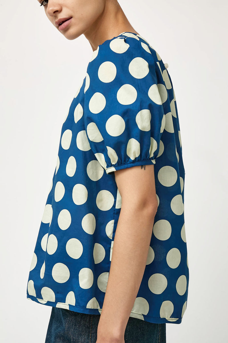 No.6 Vivian Top in Large Royal and White Dot