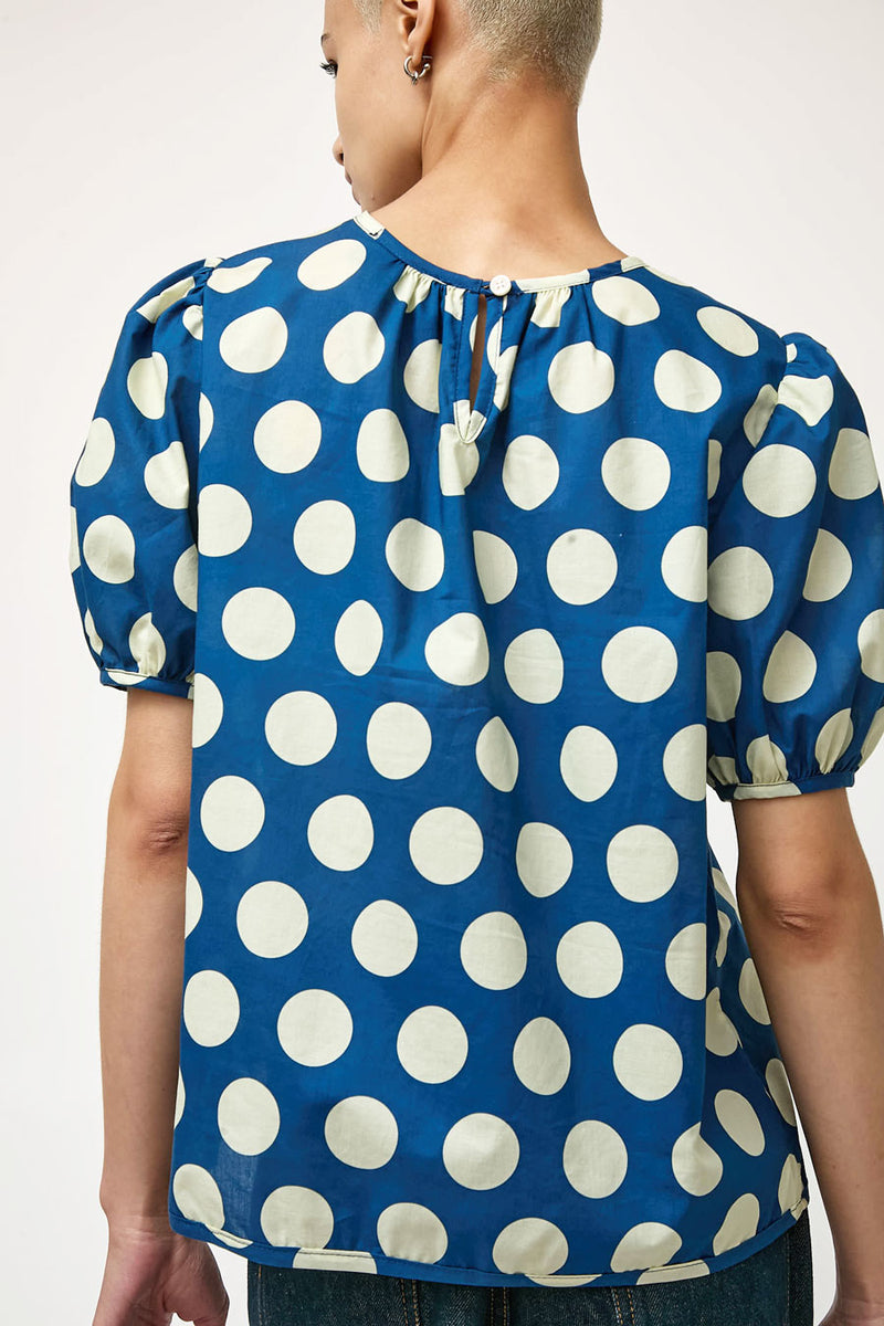 No.6 Vivian Top in Large Royal and White Dot