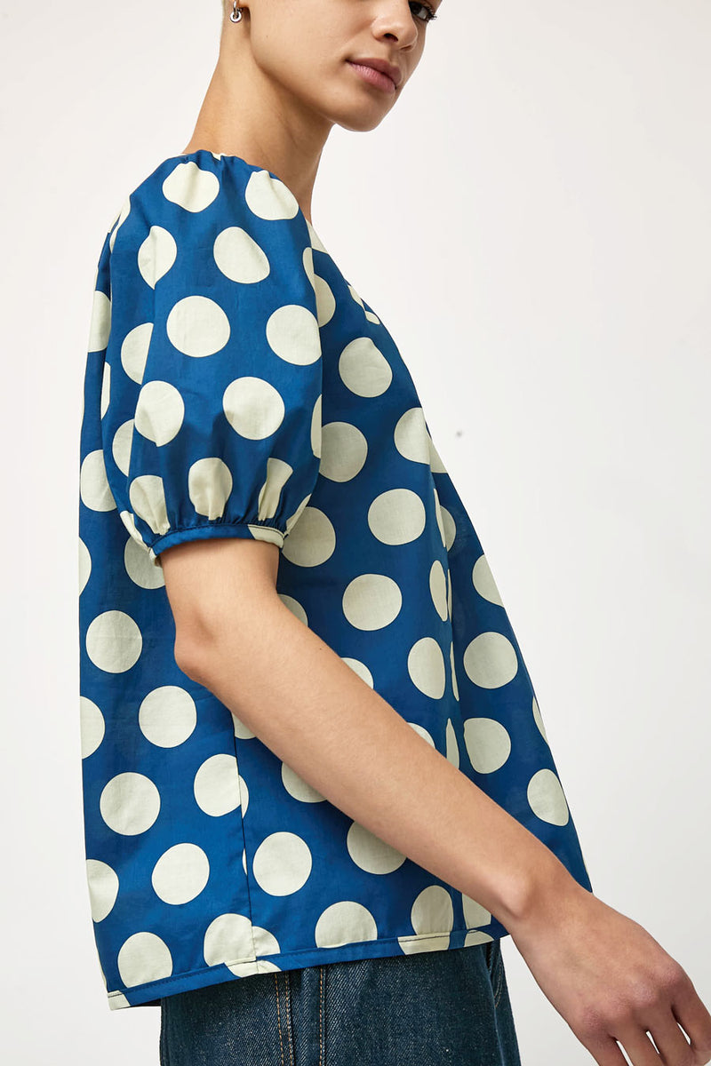 No.6 Vivian Top in Large Royal and White Dot