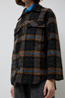 No.6 Wilson Jacket in Brown Black and Blue Plaid Boucle