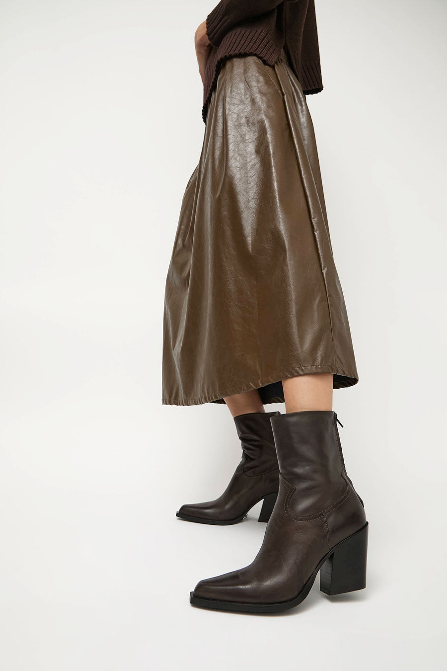 No.6 Zip Up Western Boot in Espresso
