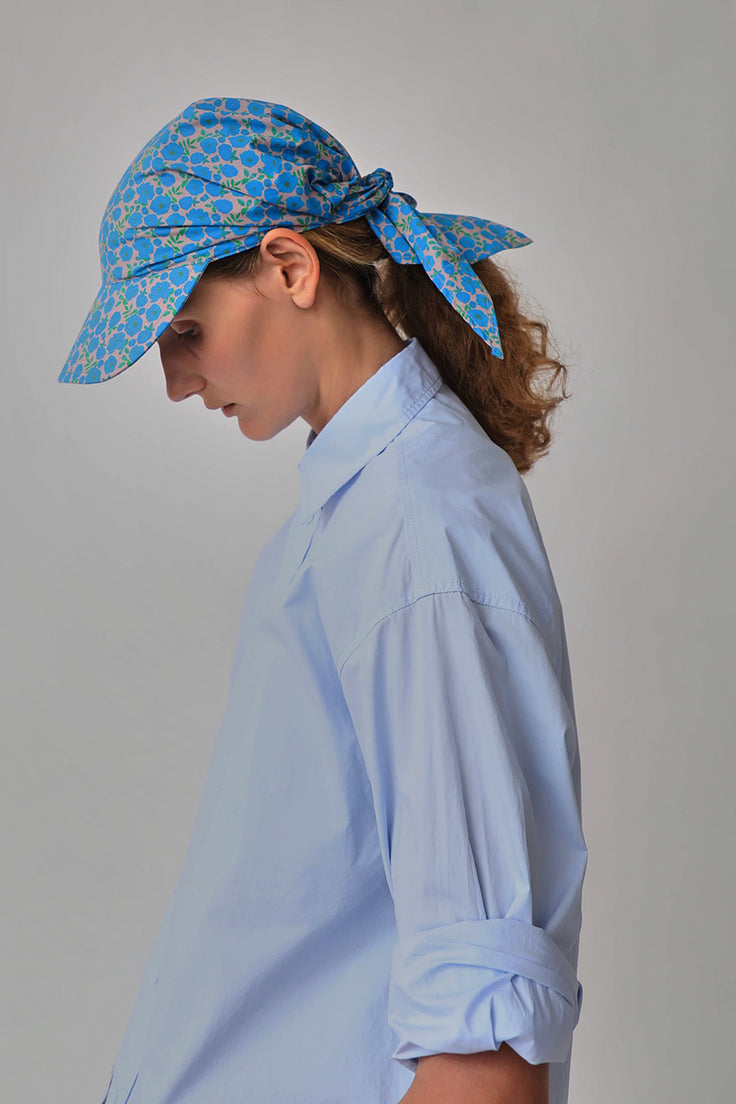 No.6 x Muhlbauer Sona Sun Cap in Blue and Pink Summer Floral