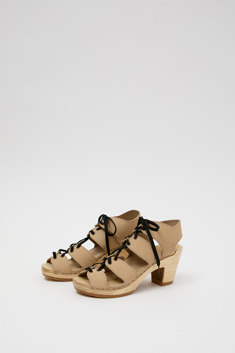 No.6 Corset Clog on High Heel in Bone