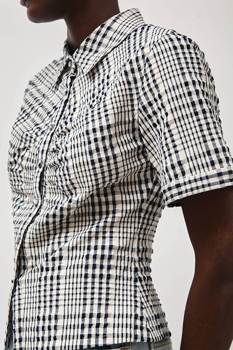 No.6 Eldridge Top in Navy and White Gingham