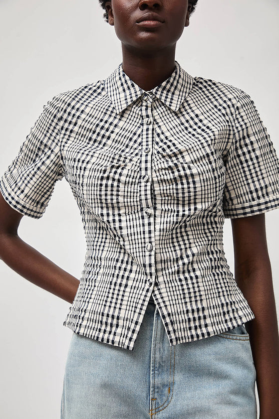 No.6 Eldridge Top in Navy and White Gingham