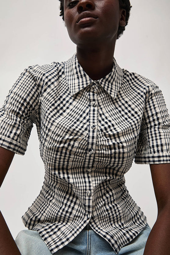 No.6 Eldridge Top in Navy and White Gingham