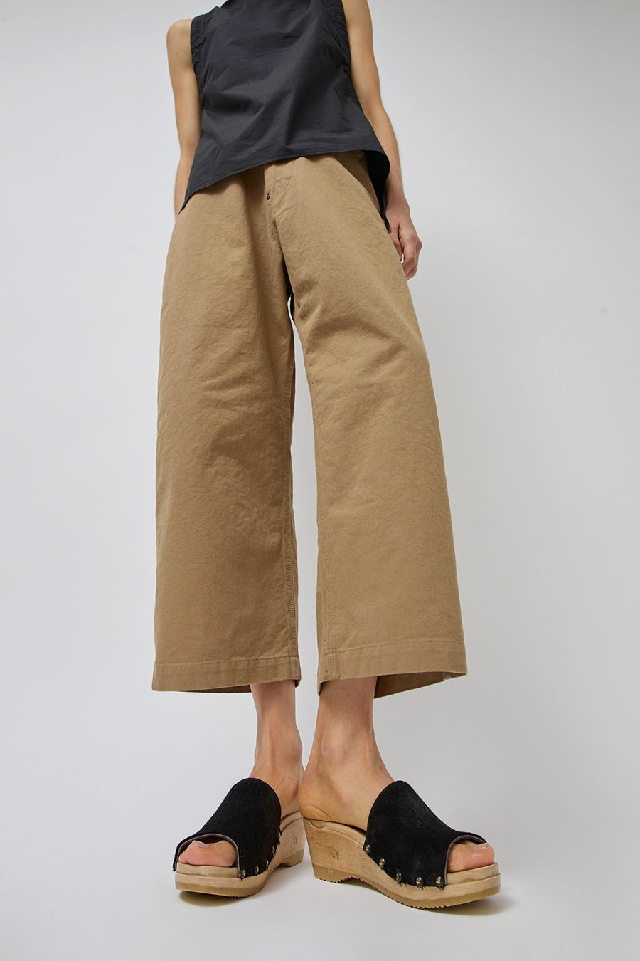 No.6 Leah Studded Clog on Mid Wedge in Black Pony