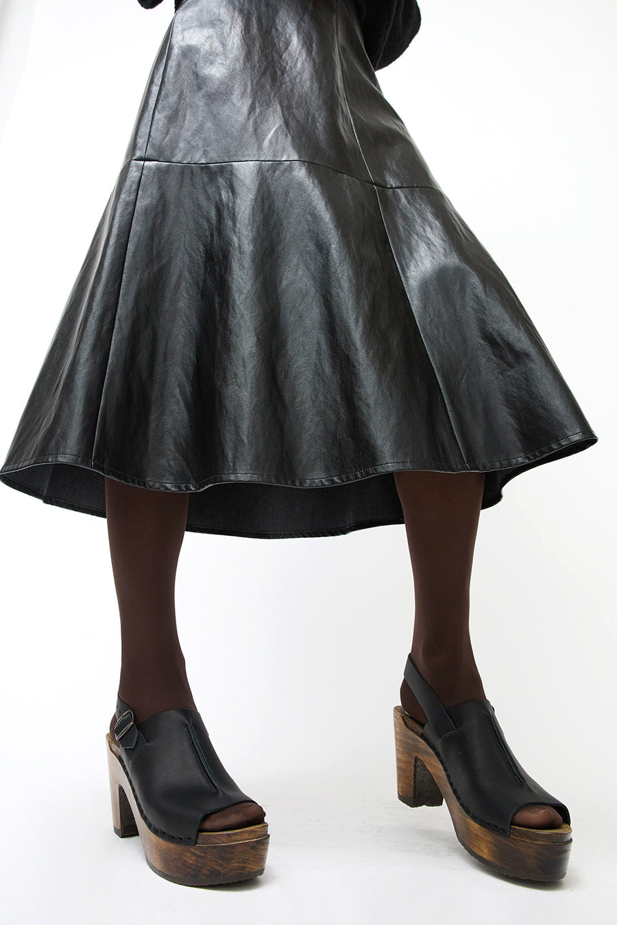 No.6 Maya Clog on Platform in Black on Cocoa Base