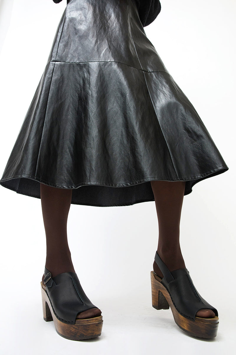 No.6 Maya Clog on Platform in Black on Cocoa Base