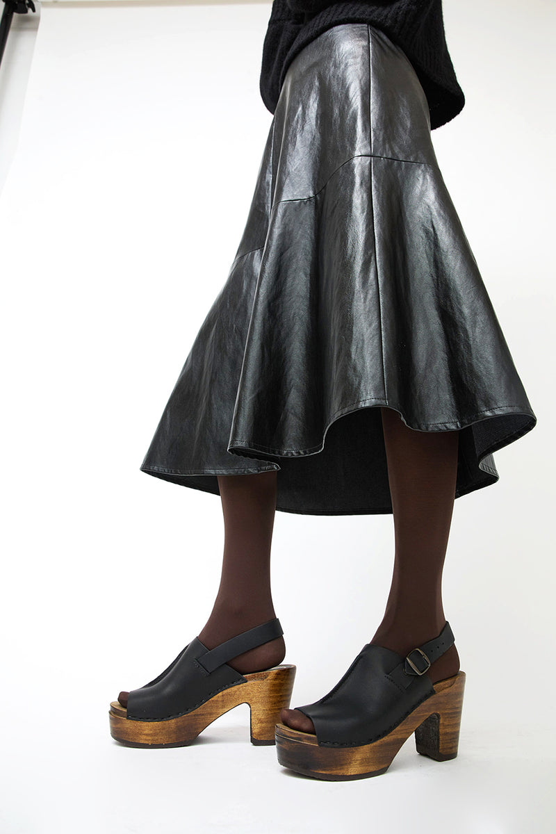 No.6 Maya Clog on Platform in Black on Cocoa Base