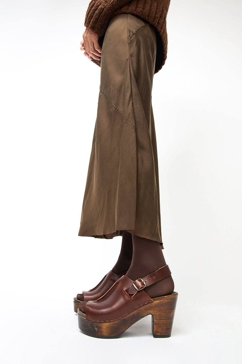 No.6 Maya Clog on Platform in Chestnut on Cocoa Base