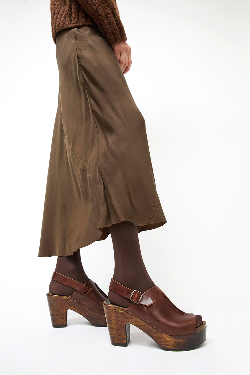 No.6 Maya Clog on Platform in Chestnut on Cocoa Base