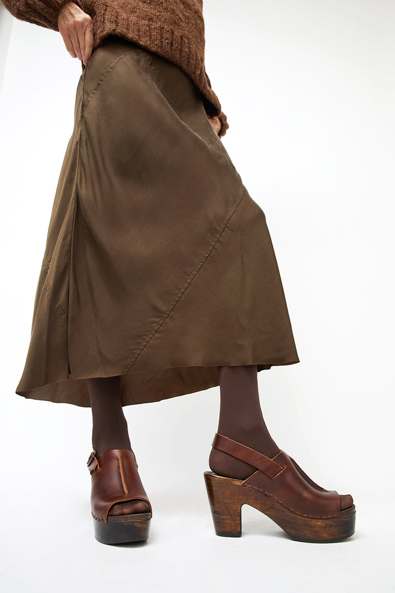 No.6 Maya Clog on Platform in Chestnut on Cocoa Base