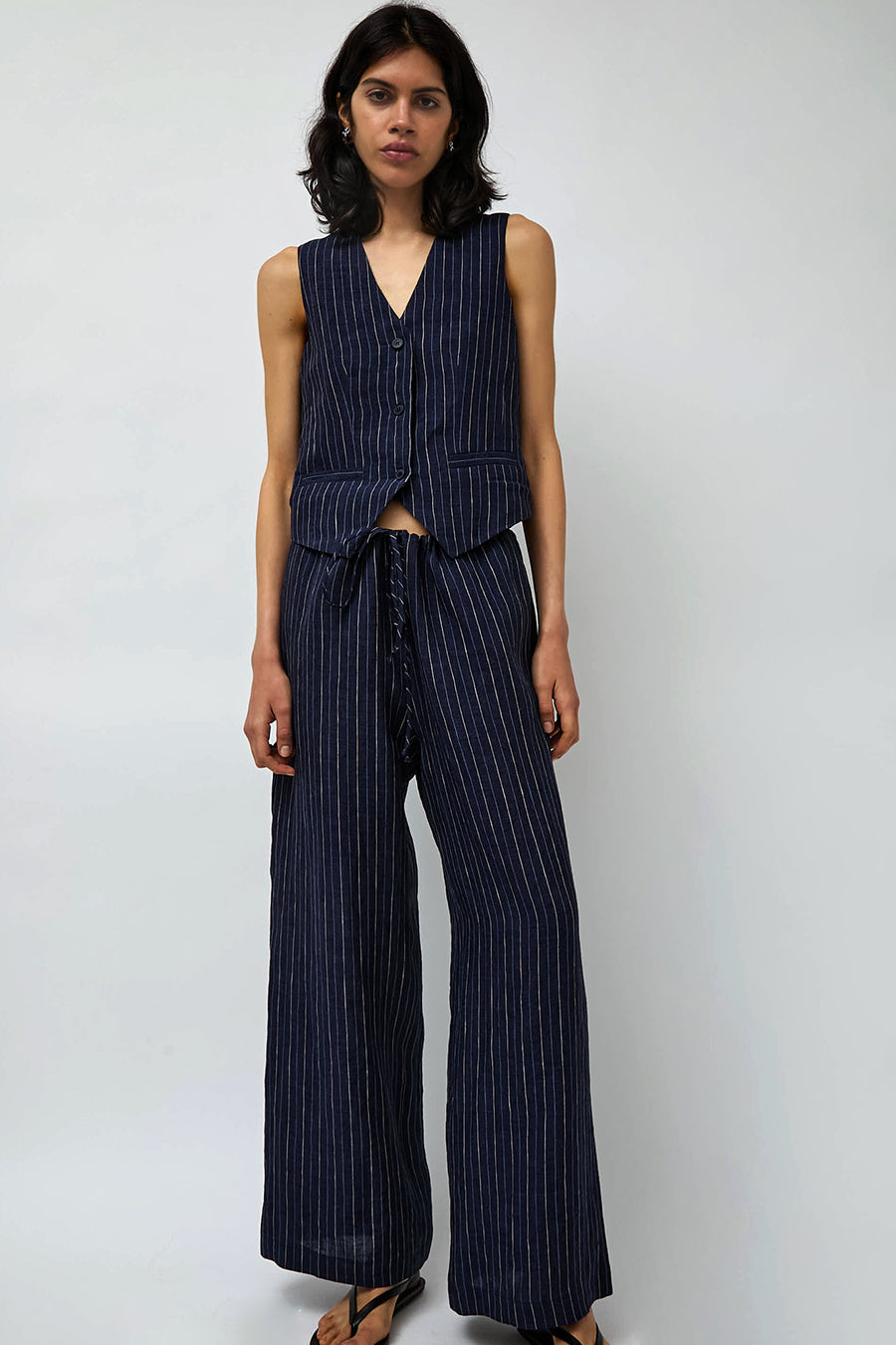 No.6 Mina Pant in Navy Pinstripe