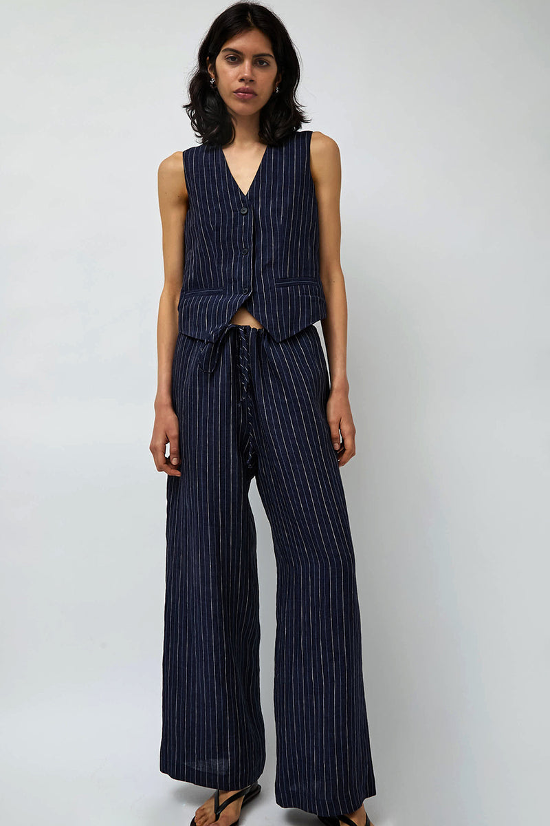 No.6 Mina Pant in Navy Pinstripe