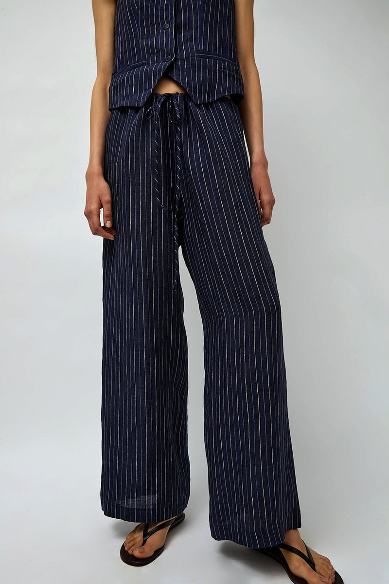 No.6 Mina Pant in Navy Pinstripe