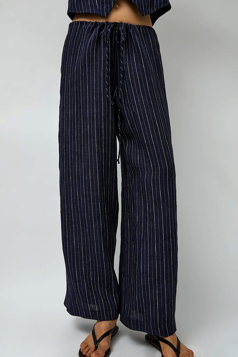 No.6 Mina Pant in Navy Pinstripe