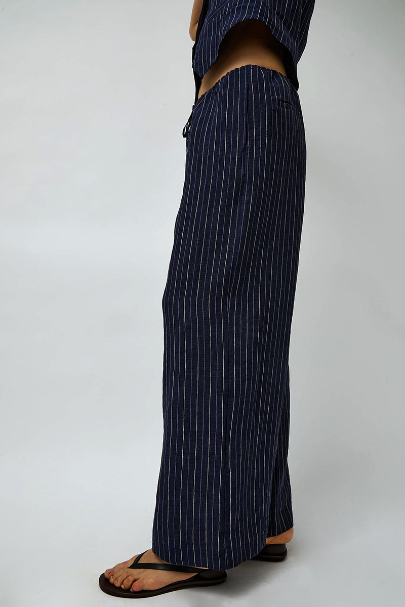 No.6 Mina Pant in Navy Pinstripe