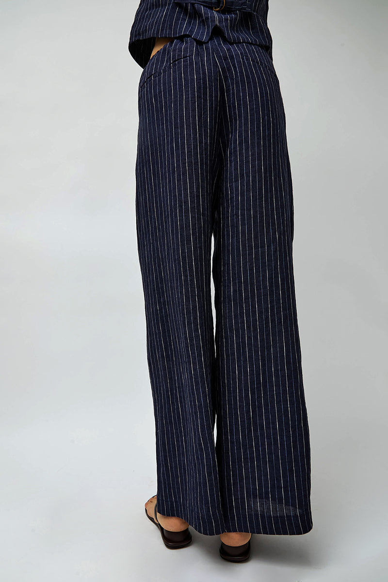 No.6 Mina Pant in Navy Pinstripe