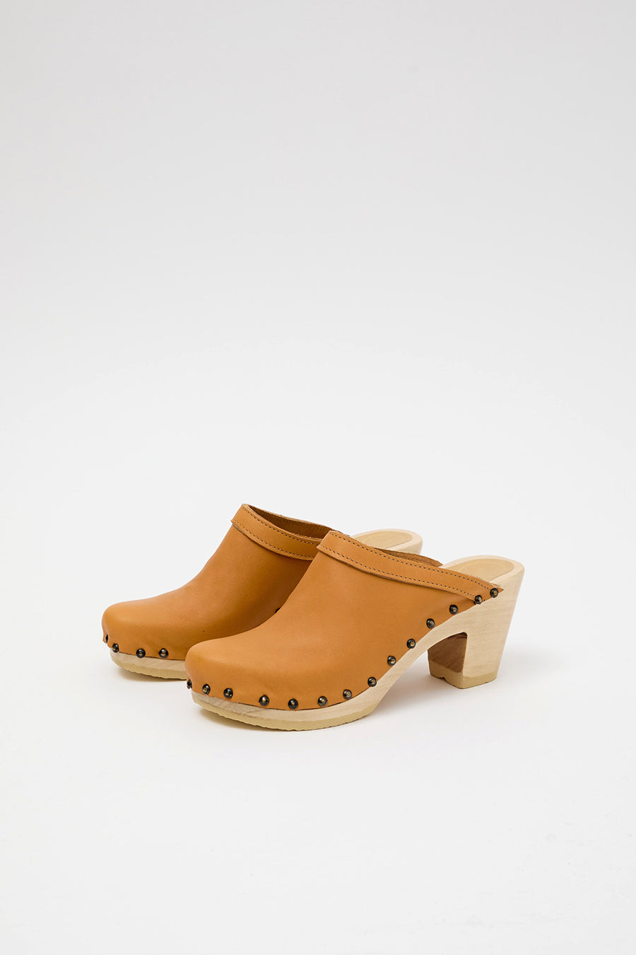 No.6 Old School Studded Clog on High Heel in Sunflower