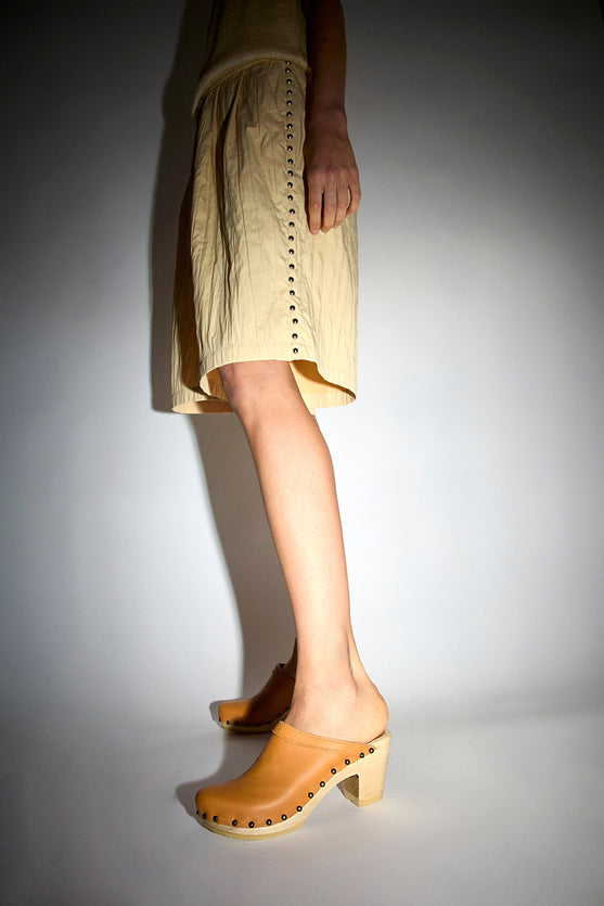 No.6 Old School Studded Clog on High Heel in Sunflower – No.6 Store